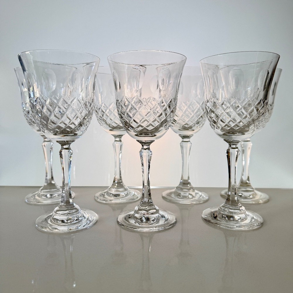 Set of 7 Vintage Mid Century Modern Crystal Goblet